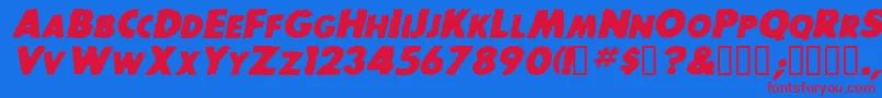 BaddogscapssskBolditalic Font – Red Fonts on Blue Background