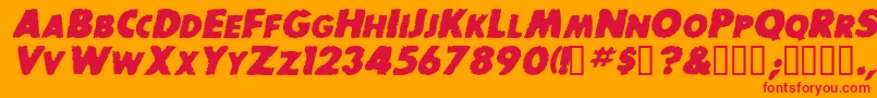 Шрифт BaddogscapssskBolditalic – красные шрифты на оранжевом фоне