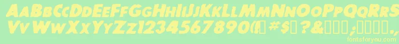 BaddogscapssskBolditalic Font – Yellow Fonts on Green Background