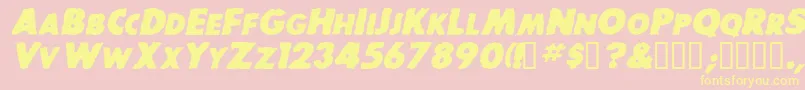 BaddogscapssskBolditalic Font – Yellow Fonts on Pink Background