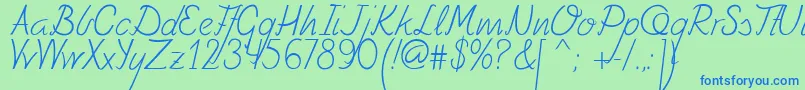 Felyフォントについての詳細 フォントFely – 青い文字は緑の背景です。