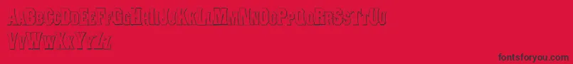 ConcavetuscanBeveled-Schriftart – Schwarze Schriften auf rotem Hintergrund