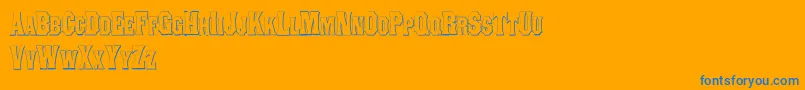 ConcavetuscanBeveled-Schriftart – Blaue Schriften auf orangefarbenem Hintergrund