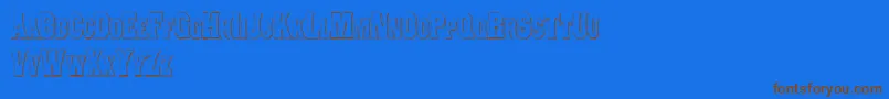 ConcavetuscanBeveled-Schriftart – Braune Schriften auf blauem Hintergrund