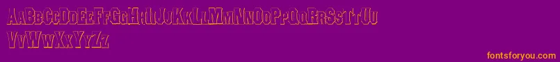 ConcavetuscanBeveled-Schriftart – Orangefarbene Schriften auf violettem Hintergrund