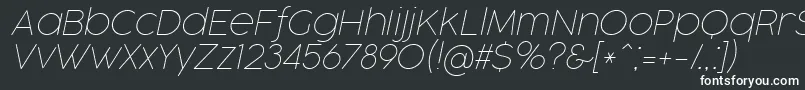Шрифт CocogooseProThinItalicTrial – белые шрифты на чёрном фоне