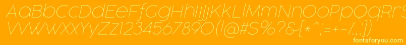 CocogooseProThinItalicTrial-Schriftart – Gelbe Schriften auf orangefarbenem Hintergrund