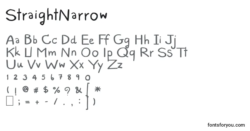 A fonte StraightNarrow – alfabeto, números, caracteres especiais
