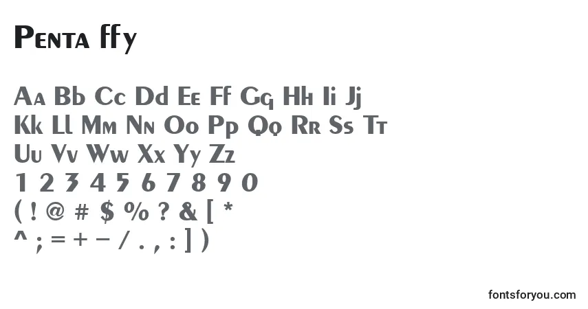 Schriftart Penta ffy – Alphabet, Zahlen, spezielle Symbole