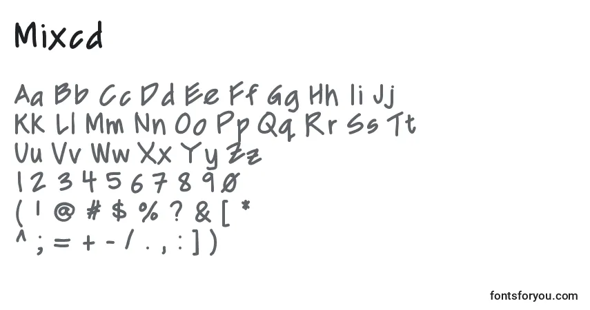Czcionka Mixcd – alfabet, cyfry, specjalne znaki