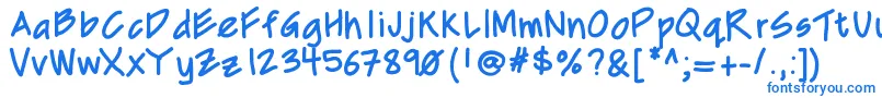 Mixcd-Schriftart – Blaue Schriften auf weißem Hintergrund