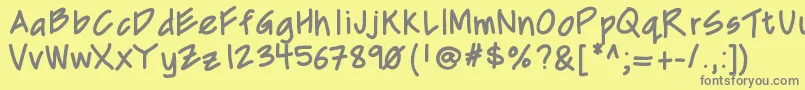 Mixcd-fontti – harmaat kirjasimet keltaisella taustalla