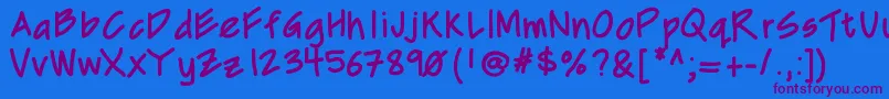 Mixcd Font – Purple Fonts on Blue Background