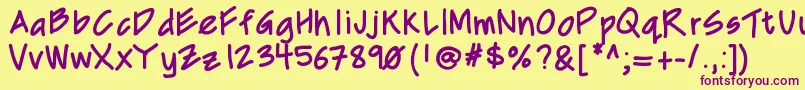 Mixcd-fontti – violetit fontit keltaisella taustalla