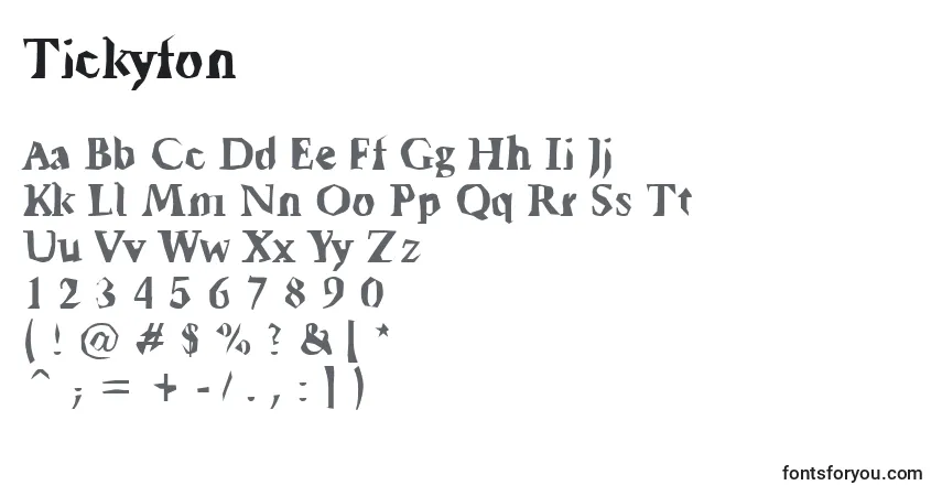 Czcionka Tickyfon – alfabet, cyfry, specjalne znaki
