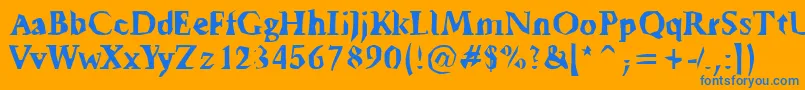 Tickyfon Font – Blue Fonts on Orange Background