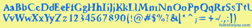 Tickyfon Font – Blue Fonts on Yellow Background