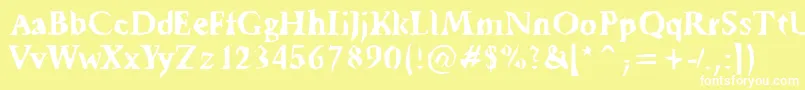 Tickyfon-Schriftart – Weiße Schriften auf gelbem Hintergrund