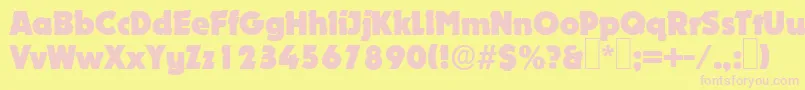 D891DecoRegular-fontti – vaaleanpunaiset fontit keltaisella taustalla