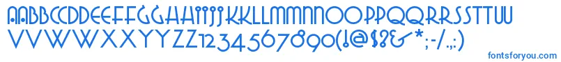 Gradogradoonf-Schriftart – Blaue Schriften auf weißem Hintergrund