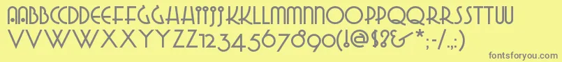 Gradogradoonf-fontti – harmaat kirjasimet keltaisella taustalla