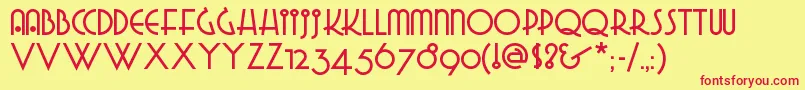 Gradogradoonf-fontti – punaiset fontit keltaisella taustalla