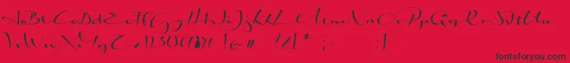 Fonte BiloxiCalligraphyDemo – fontes pretas em um fundo vermelho