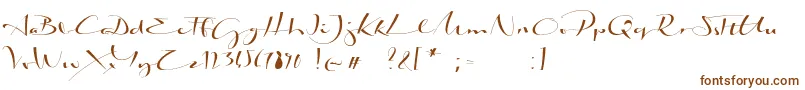 フォントBiloxiCalligraphyDemo – 白い背景に茶色のフォント