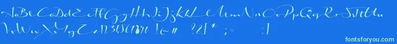 BiloxiCalligraphyDemo-Schriftart – Grüne Schriften auf blauem Hintergrund