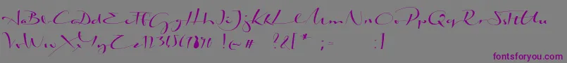 Czcionka BiloxiCalligraphyDemo – fioletowe czcionki na szarym tle
