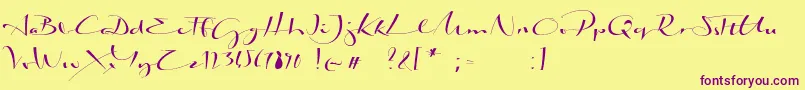 Saiba mais sobre a fonte BiloxiCalligraphyDemo Fonte BiloxiCalligraphyDemo – fontes roxas em um fundo amarelo