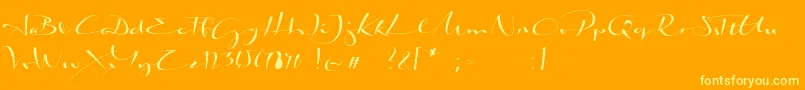 Weitere Informationen zur BiloxiCalligraphyDemo-Schriftart BiloxiCalligraphyDemo-Schriftart – Gelbe Schriften auf orangefarbenem Hintergrund