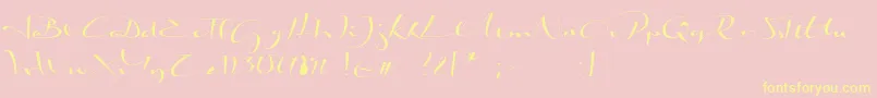 Czcionka BiloxiCalligraphyDemo – żółte czcionki na różowym tle