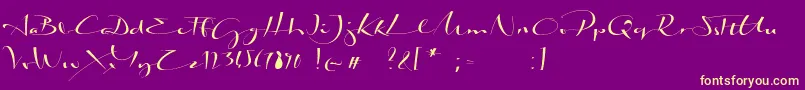 BiloxiCalligraphyDemo-Schriftart – Gelbe Schriften auf violettem Hintergrund