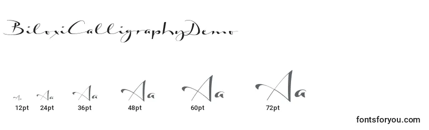 Размеры шрифта BiloxiCalligraphyDemo