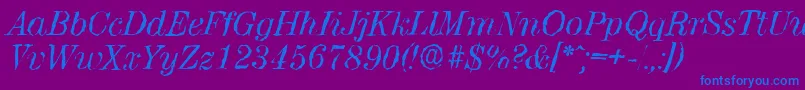 ValenciarandomItalic-Schriftart – Blaue Schriften auf violettem Hintergrund