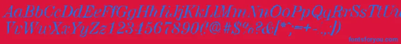 ValenciarandomItalic Font – Blue Fonts on Red Background