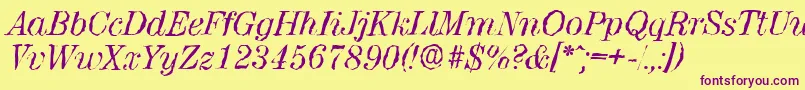 ValenciarandomItalic Font – Purple Fonts on Yellow Background