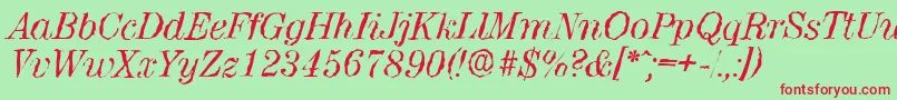 ValenciarandomItalic Font – Red Fonts on Green Background