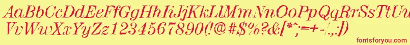 Шрифт ValenciarandomItalic – красные шрифты на жёлтом фоне