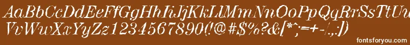 ValenciarandomItalic-fontti – valkoiset fontit ruskealla taustalla