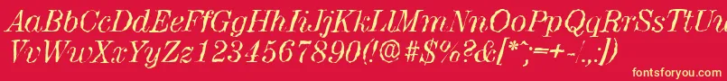 Шрифт ValenciarandomItalic – жёлтые шрифты на красном фоне