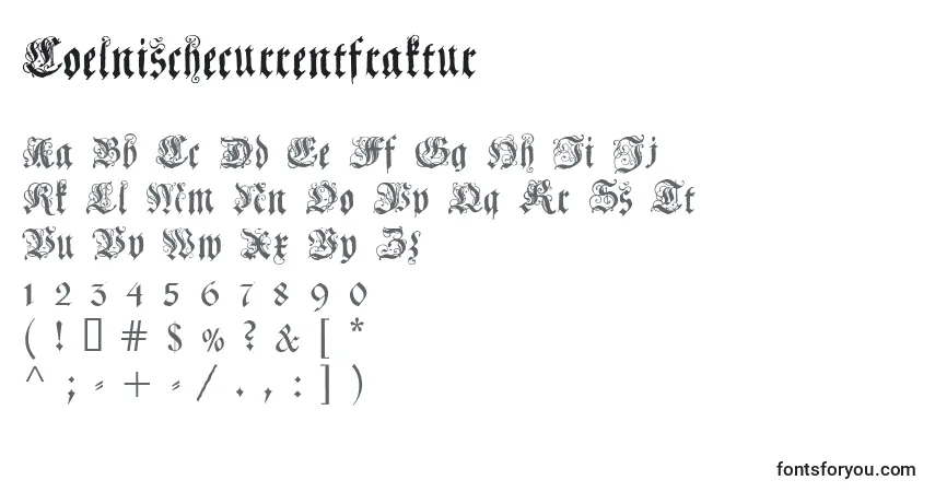 A fonte Coelnischecurrentfraktur – alfabeto, números, caracteres especiais