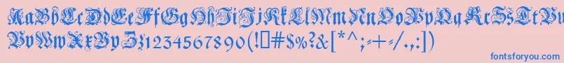 Coelnischecurrentfraktur-Schriftart – Blaue Schriften auf rosa Hintergrund