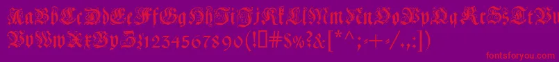 Coelnischecurrentfraktur-Schriftart – Rote Schriften auf violettem Hintergrund