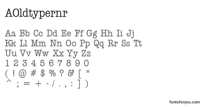 A fonte AOldtypernr – alfabeto, números, caracteres especiais