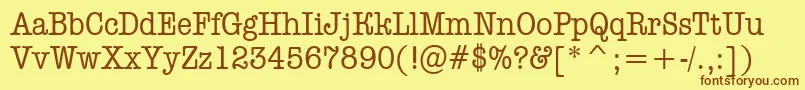 フォントAOldtypernr – 茶色の文字が黄色の背景にあります。