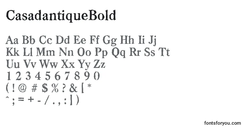 Schriftart CasadantiqueBold – Alphabet, Zahlen, spezielle Symbole