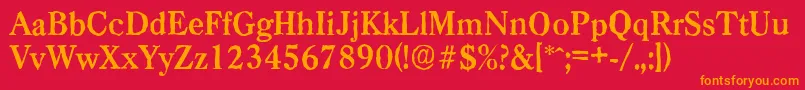 フォントCasadantiqueBold – 赤い背景にオレンジの文字