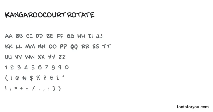 Kangaroocourtrotate-fontti – aakkoset, numerot, erikoismerkit